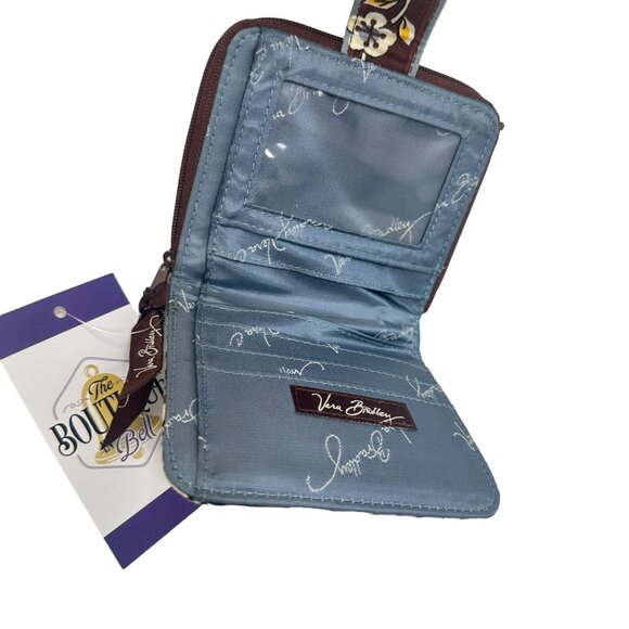 Vera Bradley State Blooms Mini Wallet Zip Closure Card Slots Brown Blue Gray - Picture 3 of 9